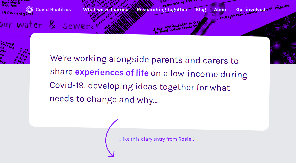 Screenshot from the Covid Realities website